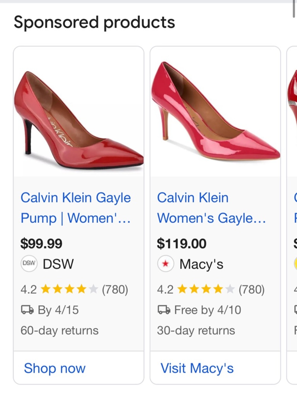 Calvin Klein Red Patent Pointed Heels